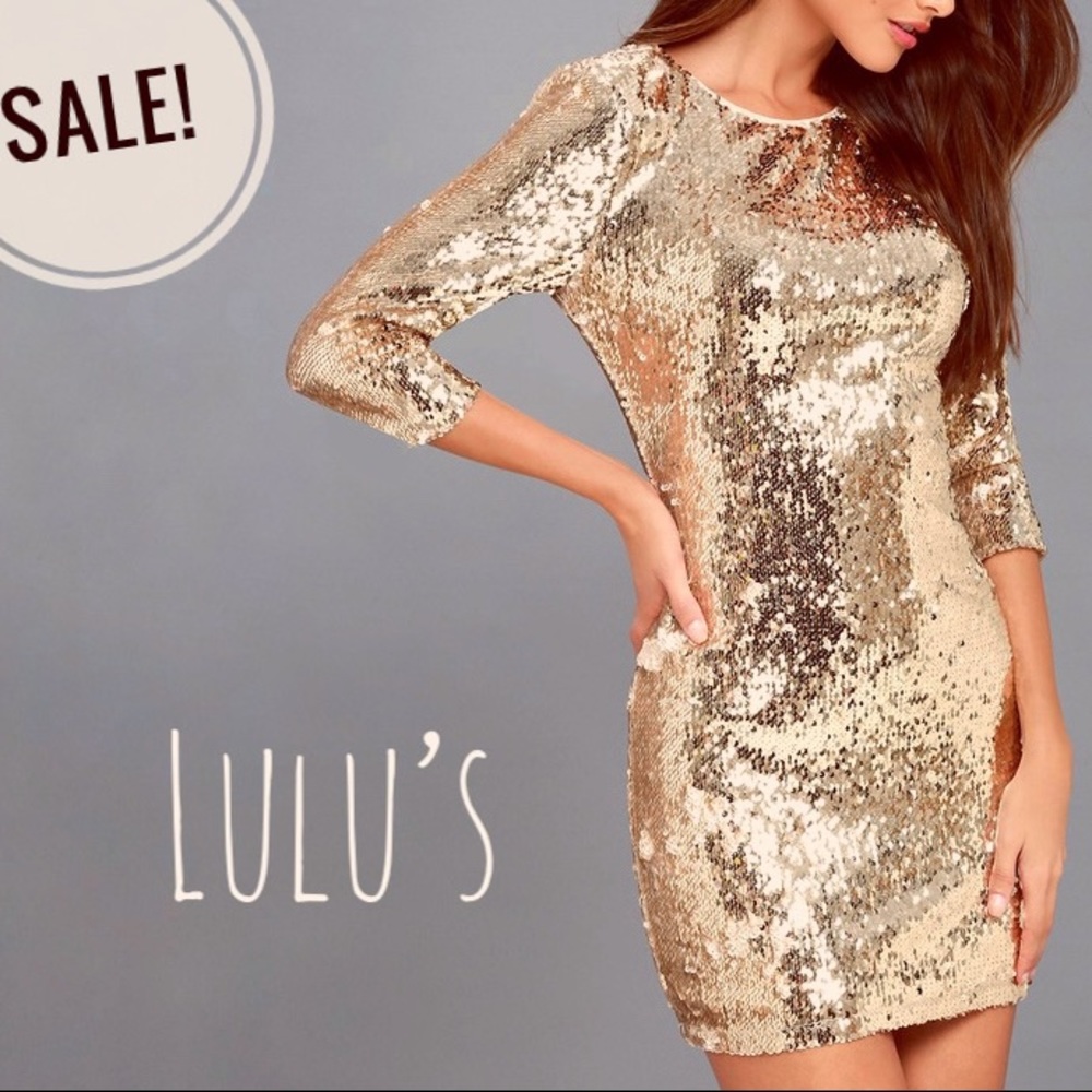 Lulus Gold Sequin Dress